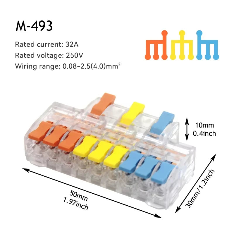 Mini Fast Wire Connectors Universal Compact Lever Nut Crimp Splitter Push-in Electrical Conductors Home Wiring Terminal Block