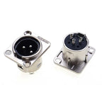 1pcs XLR 3Ppin Male Female Socket Plug Microphone Audio Cable Connector 3P Black Silver Copper Contact XLR Metal Plug Panel