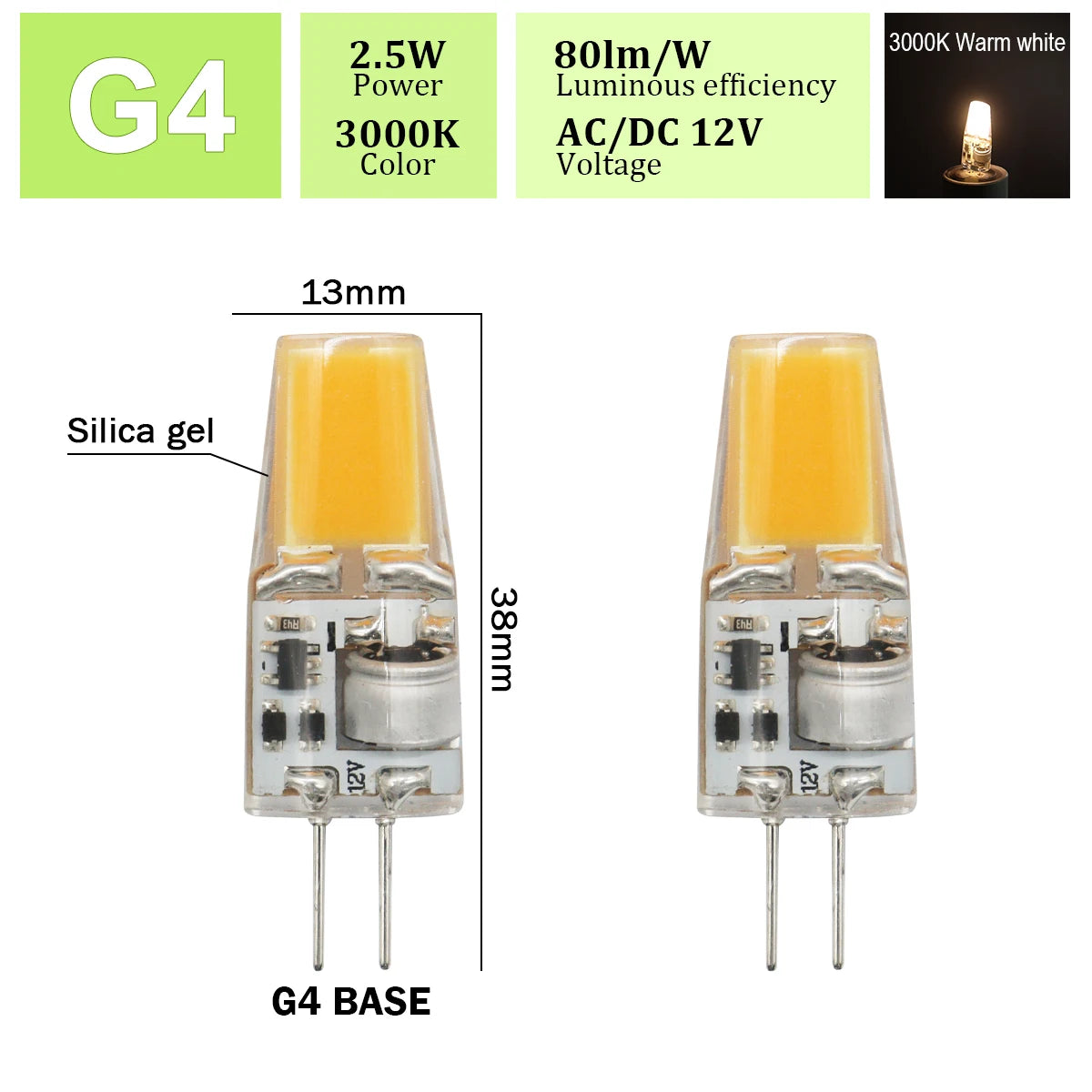 2pcs Mini G4 12V 24V LED Lamp Dimmable Light 3W COB Bulb AC DC 12V Lampada COB 360 Beam Lampada G4 COB Lights Replace Halogen