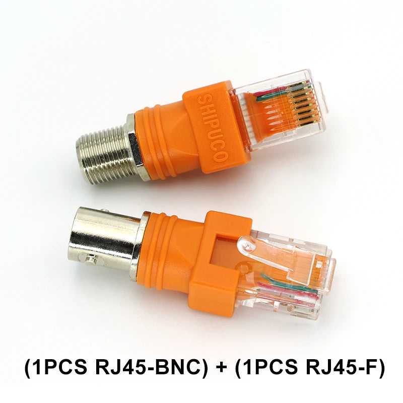 2Pcs BNC Female to RJ45 Male Adapter Connector,RF Female To RJ45 Male Plug Coaxial Chassis Panel Mount Monitor Accessorie