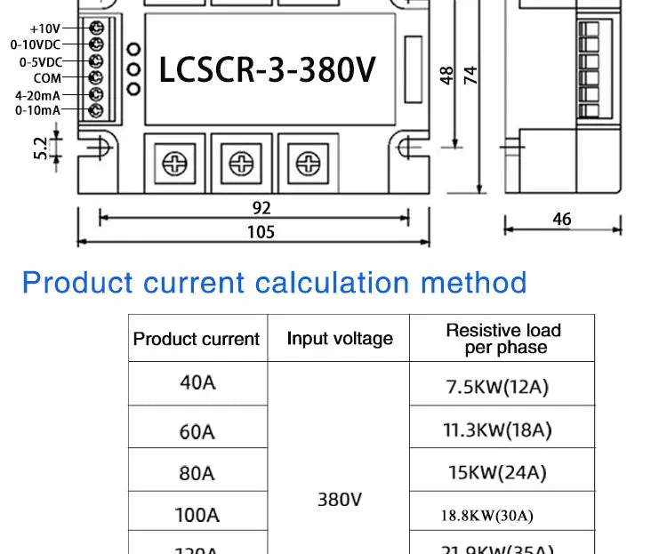 LCTC Voltage Regulator Module 380V Three Phase Solid State Relay 25A 40A 60A 100A 150A 200A SSR Fully Isolated Intelligent AC