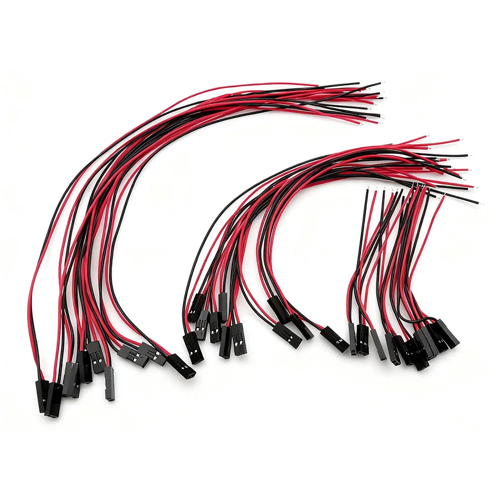 10-50Pcs 2 Pin 2.54mm Pitch Female Jack for Dupont Connector 2P Socket with 26AWG PVC Wire Jumper Cable for Dupont Line PCB DIY
