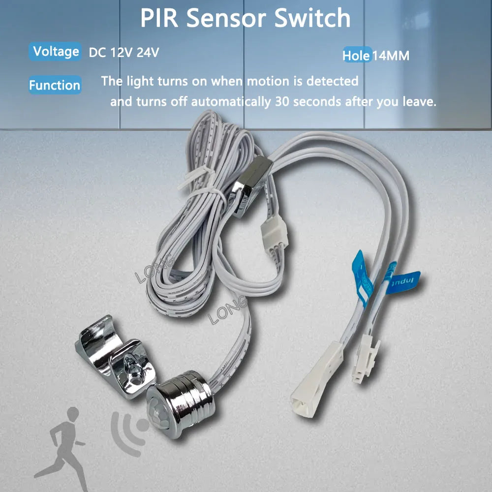 Wardrobe Sensor Switch DC12V 24V 5A PIR Hand Sweep Door Control Touch Sensor For LED Cabinet Closet Lighting