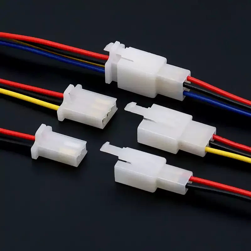 4Pcs 2.8mm Auto Electrical Connectors Kit, Male Female Wire Harness Plugs with 10cm Pre-crimped Cables (2/3/4/6/9 Pin)