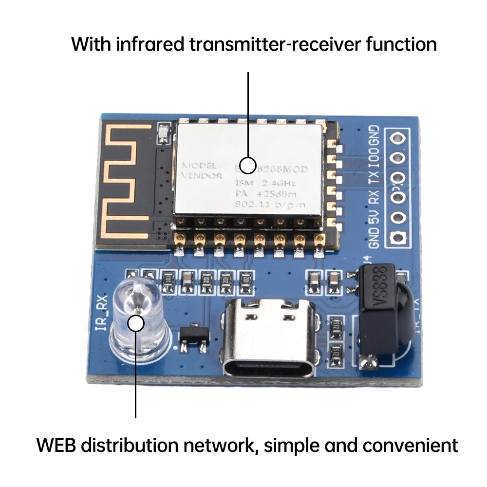 ESP8266/ESP32 IR Transmitter&Receiver – NEC Protocol WiFi Transparent Transmission ESP Development Module for Smart Home Control