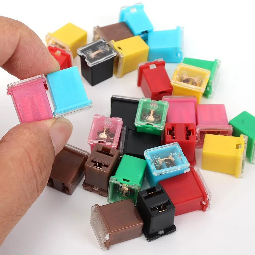 Car Mini Square Fuse 32V 20A-80A Slow Blow Copper Wire Overload Circuit Protection Insert for Car Truck RV Motorcycle Vehicle