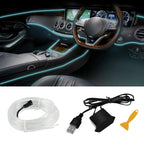 5m Neon LED Car Interior Lighting Strips 5V DIY Flexible EL Cold Light Line Tube Car Interior Decoration Lamp USB Strip