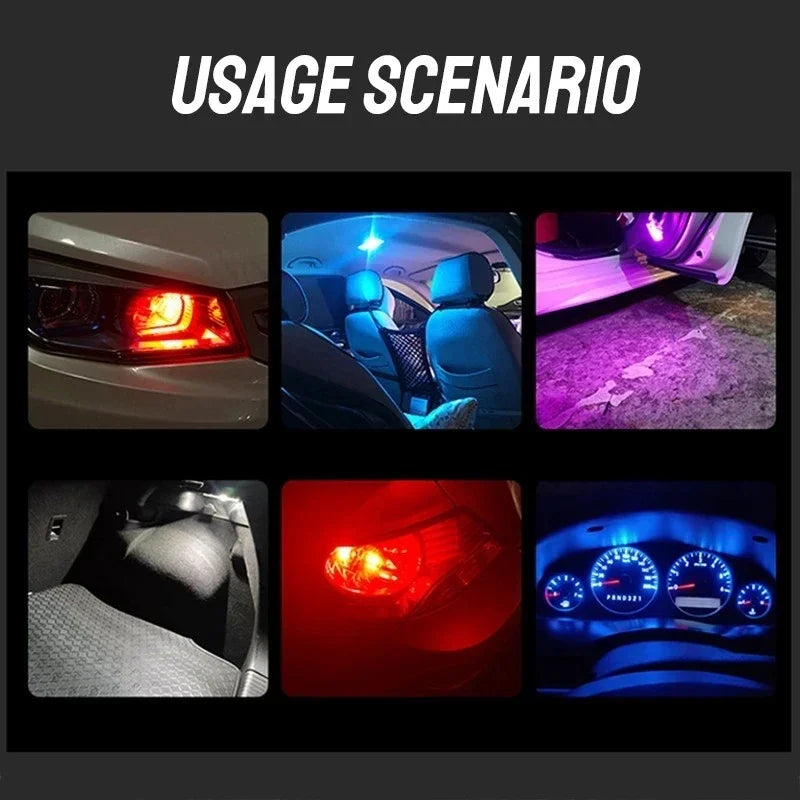 10 Pcs Car LED T10 W5W Canbus Glass COB 6000k Reading Dome Lamp Marker Wedge License PlateLight Bulb 168 194 192 DC 12V White