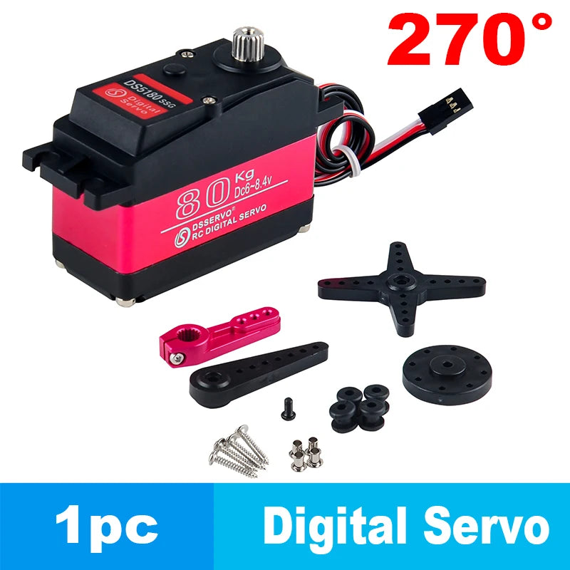 80kg.cm Digital Servo High Torque 7.4V Motor Metal Robotic 180/270 Degree Waterproof IP66 with Arm for HPI Baja 5B SS RC Car