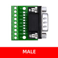 DB9 RS232 Serial Breakout Board: 9-Pin Solderless Connectors (Female & Male) – Terminal Adapter