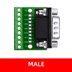DB9 RS232 Serial Breakout Board: 9-Pin Solderless Connectors (Female & Male) – Terminal Adapter