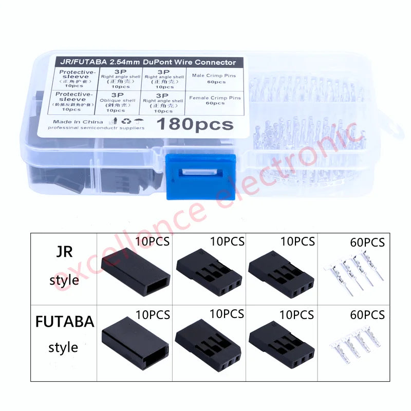 20sets Servo Extension JR/Futaba Connector Male/Female Plug with 2.54 Terminal for RC Robot Airplane Car Servo ESC