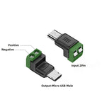 Type C/Micro Female To 2 Pin Terminal Block Solderless Charging Connector 5V USB C Screw Terminal Solderless Plug OTG Adapter