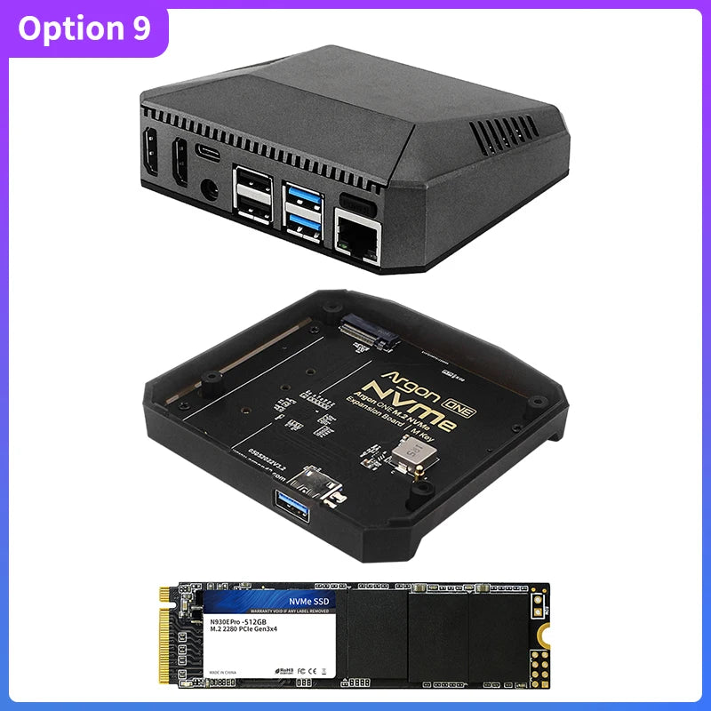 Argon One V2 Case for Raspberry Pi 4 Model B Passive Cooling Metal Shell Optional M.2 NVMe SSD Expansion Board for Argon ONE V2