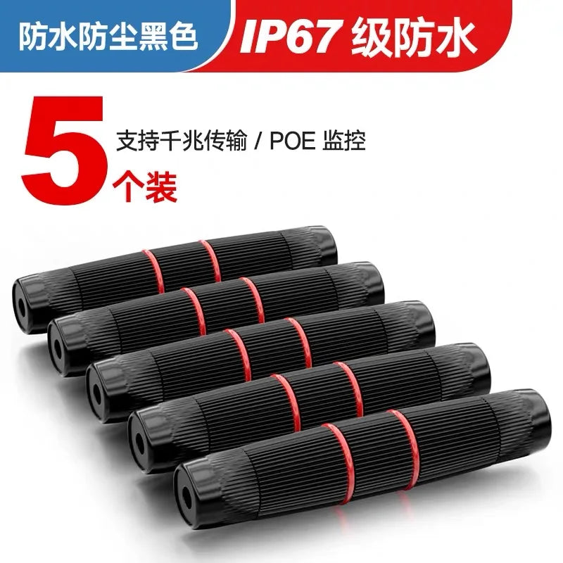 5Pcs RJ45 Docking Connector Ethernet Network Straight-through Waterproof IP67 Header Outdoor Broadband Network Cable Extender
