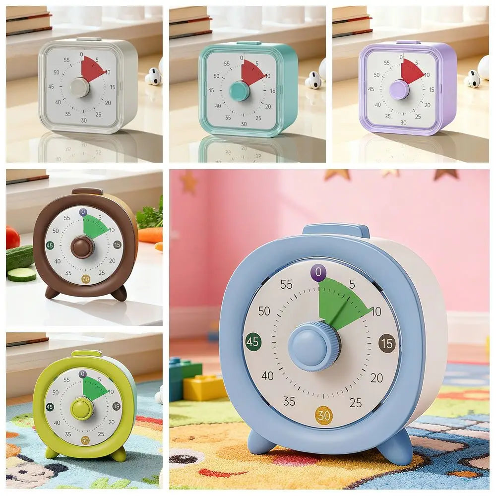 60 Minutes Visual Timer Round/Square Ultra Silent Countdown Alarm Clock Self-discipline Visualization Kitchen Timer