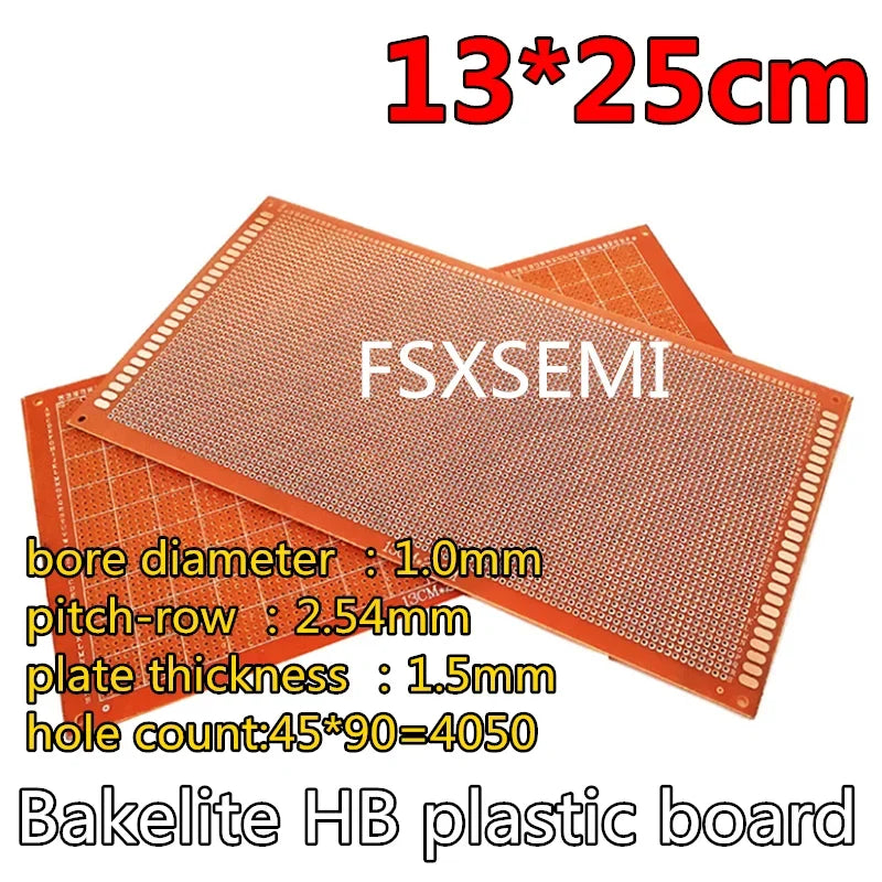 1pcs Bakelite Universal circuit test board HB plastic board 2.54MM PCB 5x7 7x9 9x15 10x15 10x22 12x18 13x25 15x18 18x30cm