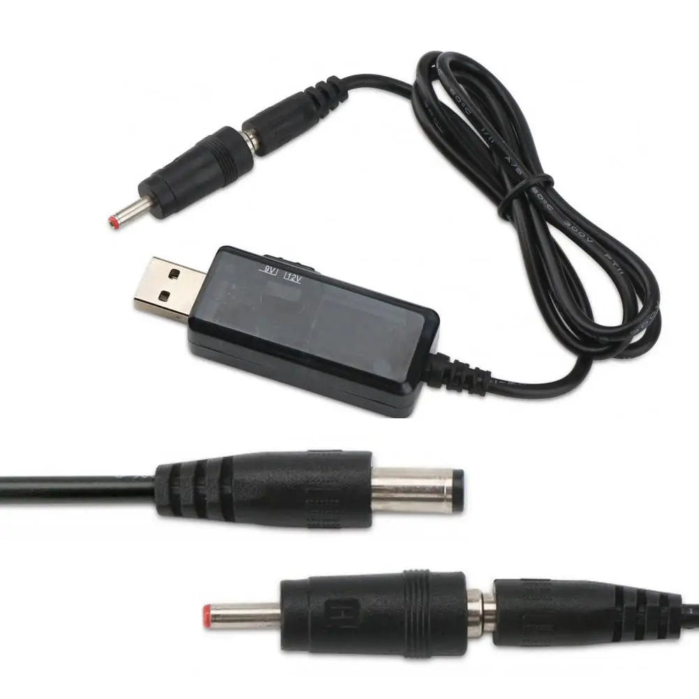 5V To 9V 12V USB Boost Converter Cable Digital Display Voltage Step‑Up Power Cord With Adapter For WiFi Router Power Supply