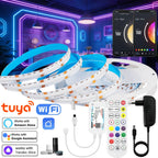 Tuya Wifi Smart FCOB RGBCCT LED Light Strip 6Pin 12mm DC24V RGB CW WW FOB Flexible COB Linear Lights Dimmable Room Kitchen Decor