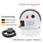 60/120/200KMH 85MM GPS Speedometer Gauge 7 Color Light with GPS Antenna Waterproof Motorcycle Boat Car Truck Speed Gauge Meter