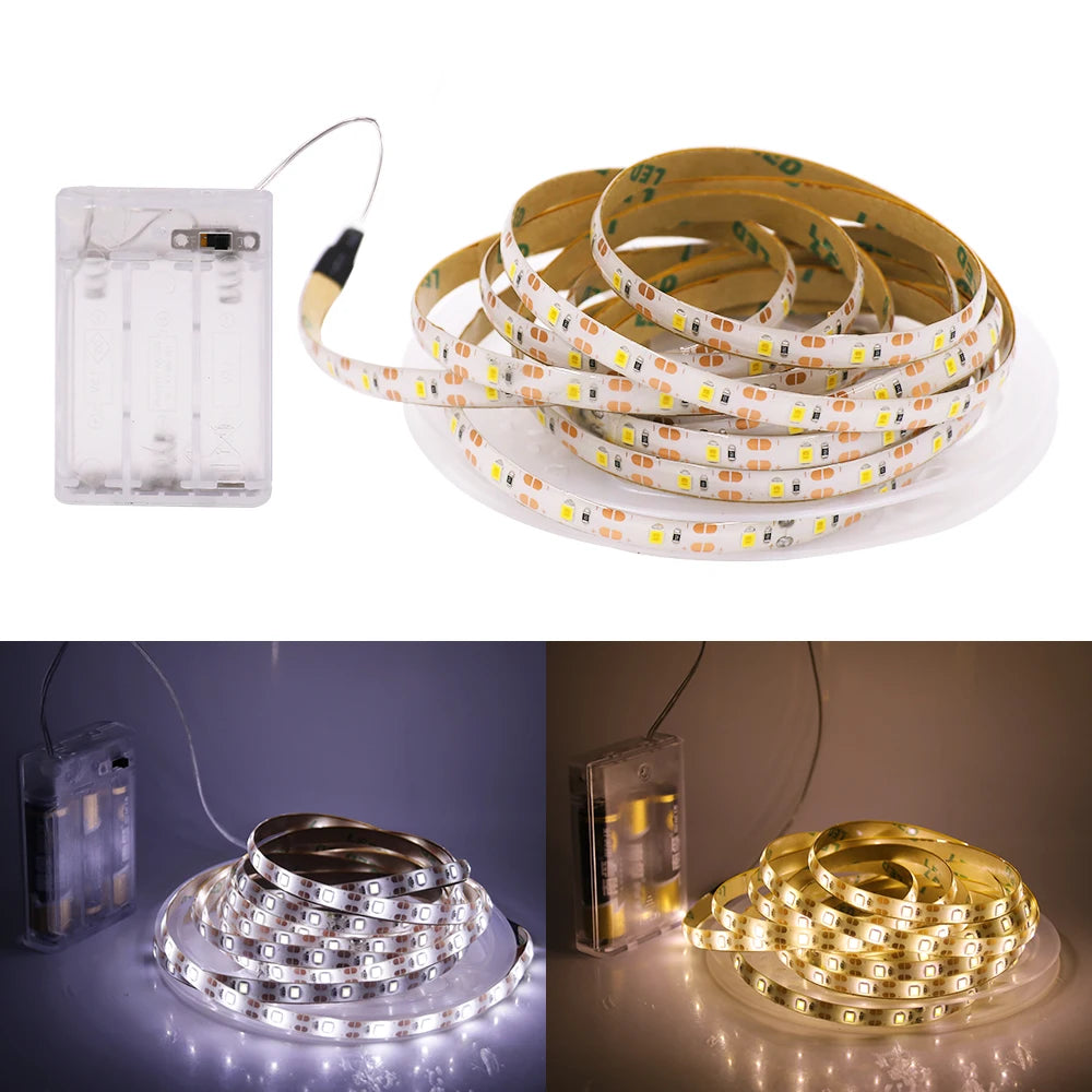 3AA Battery Power 5V Led Strip Light SMD 2835 60LED 1M 2M 3M 4M 5M 50cm Flexible LED Light Stripe Waterproof Ribbon Diode Tape