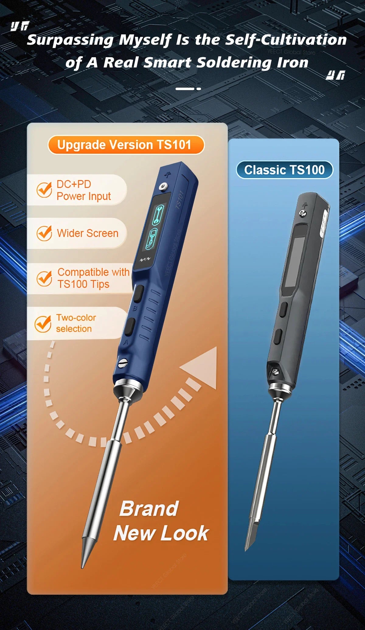 Original TS101 Soldering Iron 90W Mini Thermostat LCD Displays TS100 TS 101 Soldering Iron with PD Plug Tip Set Miniware