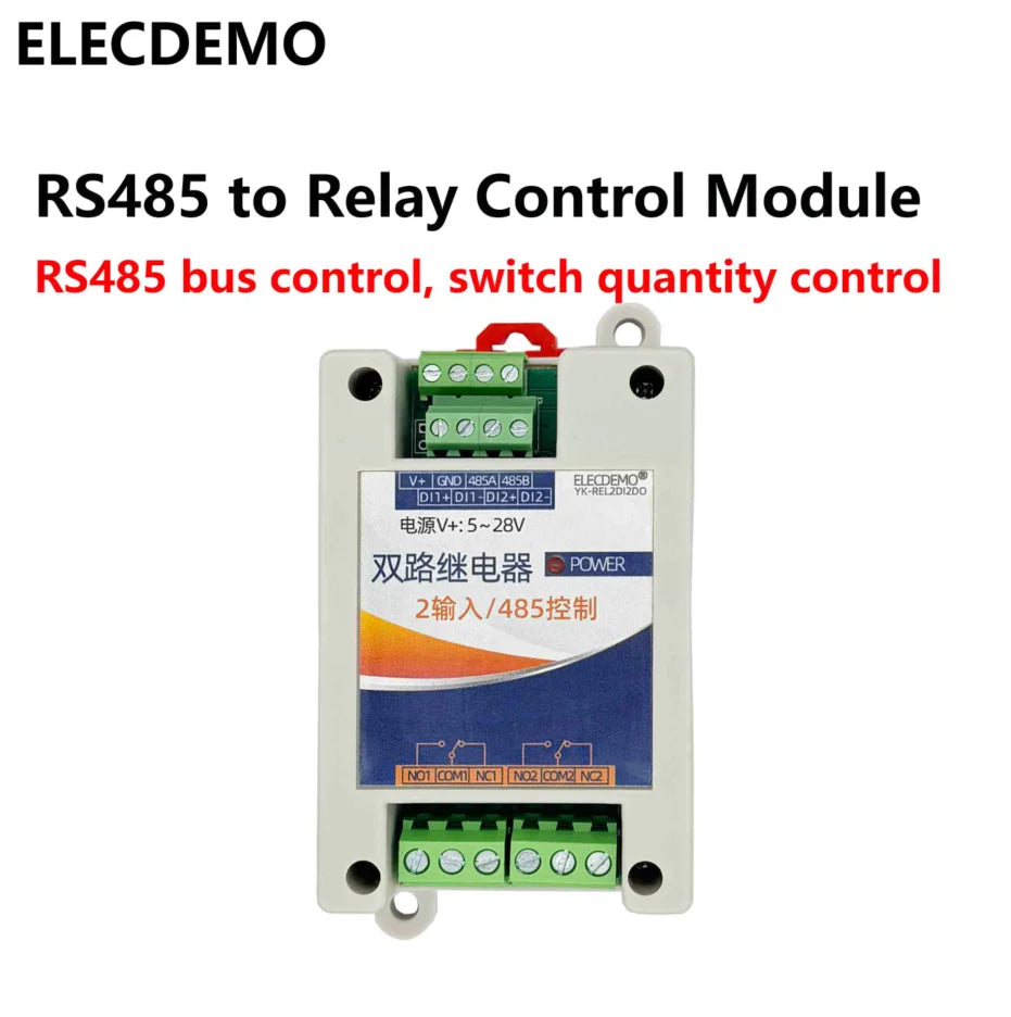 RS485 Modbus RTU 2-Ch DIDO Relay IO Expansion Module, High Precision Digital Input Output Controller, Industrial PLC Board DIY