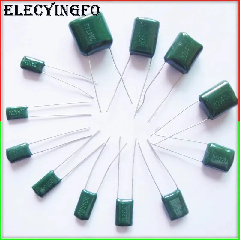 10pcs Mylar Film Capacitor 100V 2A 220pF~0.47uF 5% (2A221J~2A474J) Polyester Film capacitor