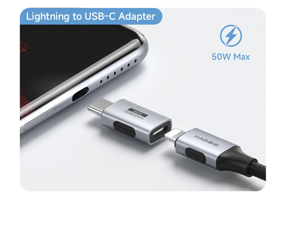 Hagibis USB C To Lightning Adapter Male to Female Charging Converter Data Transfer for iPhone 13/14 Pro Max Earphone Charging