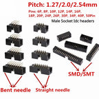 10Pcs Pitch 1.27mm 2.0mm 2.54mm Male Socket Straight IDC Box Headers PCB Connector Double Row DC3 Header DIP 6/10/20/26/34/40Pin