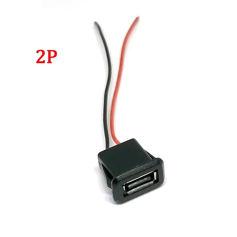 USB 2.0 Female Base 2P/4P Direct Pressure Buckle Welding Wire Type A-Port Waterproof Socket Charging Female Plug