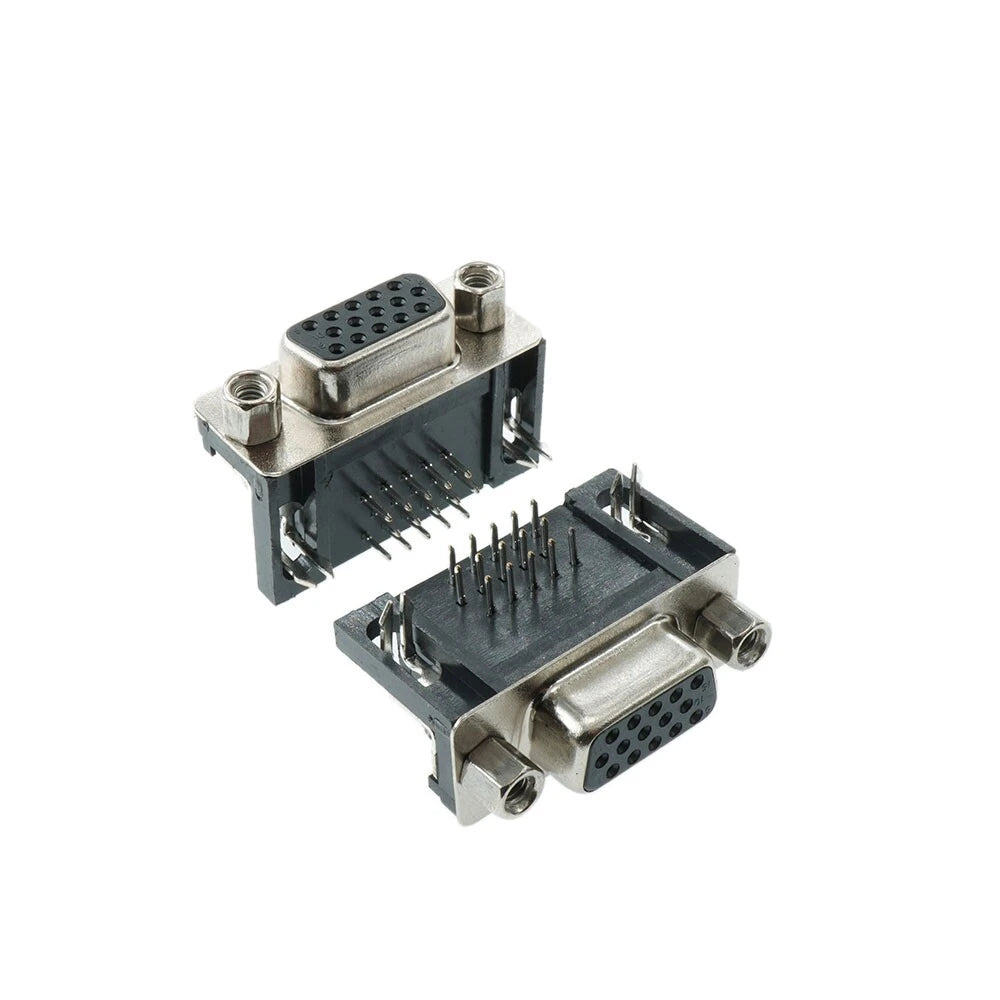 5/10PCS DR15 Female PCB Mount D-Sub 15 Pin VGA Type 8.89 PCB Connector 3 Rows 90-Degree Bent Needle DB15