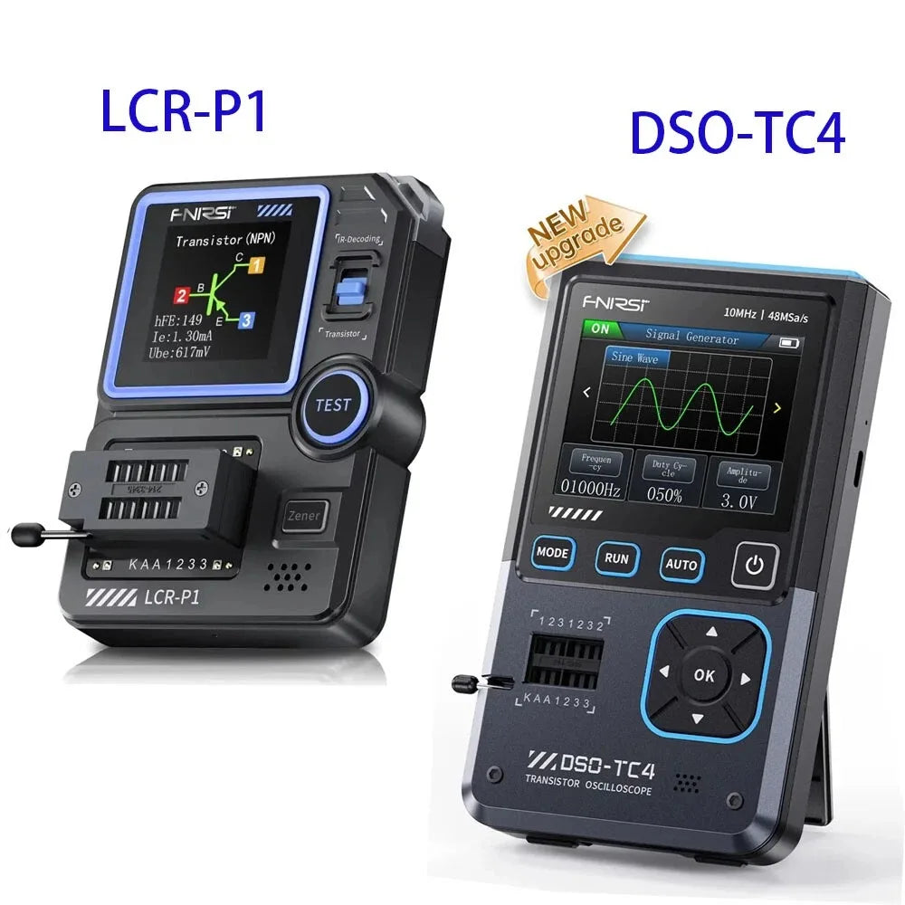 FNIRSI®DSO-TC4 3-IN-1 10MHz 48MSa/s Digital Oscilloscope Transistor Tester, LCR-P1 Multifunction LCR Transistor Capacitor Tester
