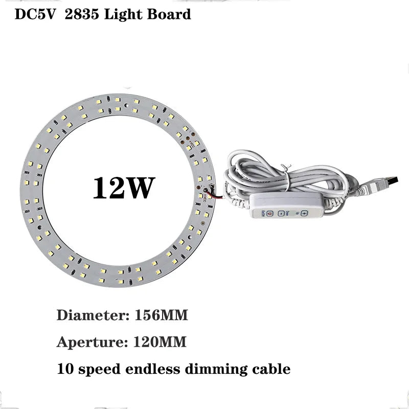 1pcs DC5V Dimmable SMD5730/2835 Led Ring White Color Lamp Bead 10W 12W LED Light Board White Warm Light with 2M cable