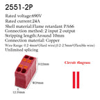 Wire Connectors Push-in Electrical Cable Terminal Block Multiple In Multiple Out Spliceable Mount On Din Rail With Fixing Hole
