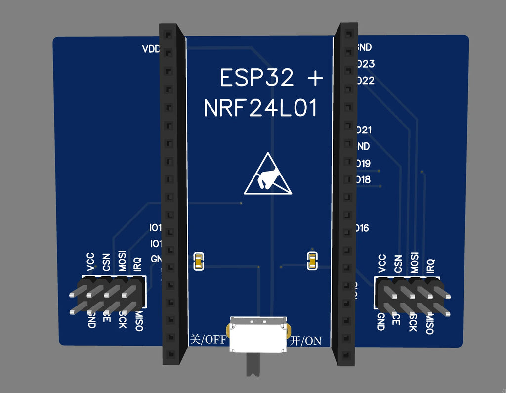 The NRF24L01 adapter board is mainly designed to match the ESP32 development board ESP32 DevKitC  standard 25.4mm width