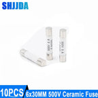 10PCS 6*30mm Ceramic Fuse Quickly break 500V 0.5A 1A 2A 3A 4A 5A 6A 8A 10A 13A 15A 16A 20A 25A 30A Ceramic Fuse 6mmx30mm