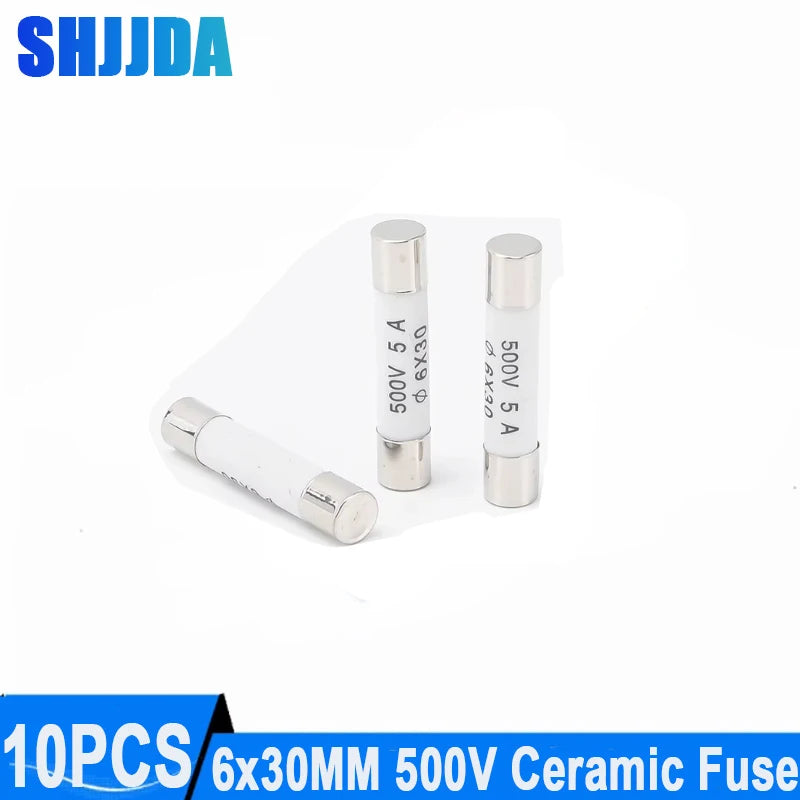 10PCS 6*30mm Ceramic Fuse Quickly break 500V 0.5A 1A 2A 3A 4A 5A 6A 8A 10A 13A 15A 16A 20A 25A 30A Ceramic Fuse 6mmx30mm