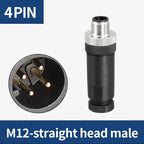 M12 Waterproof IP67 Aviation Plug Socket 4 5 8 Pin Hole Needle Male Curved Straight Screw Solderless Power Connector PG7 Charger