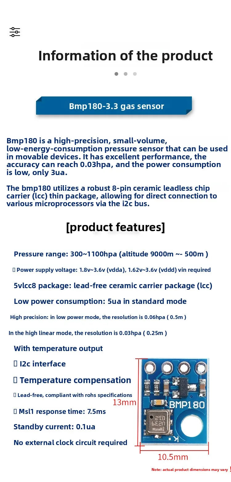 Easy-Integration BMP180 BME280 AHT20 Sensor High Precision Barometric Pressure Altimeter