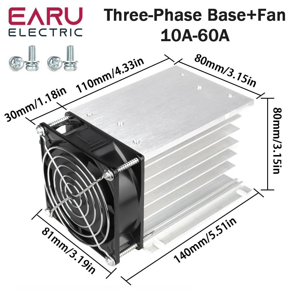 1Pcs 10A-200A New Single Phase Three Phase Solid State Relay Module Heat Sink SSR DA AA DD Aluminum Fins Radiator Din Rail Mount
