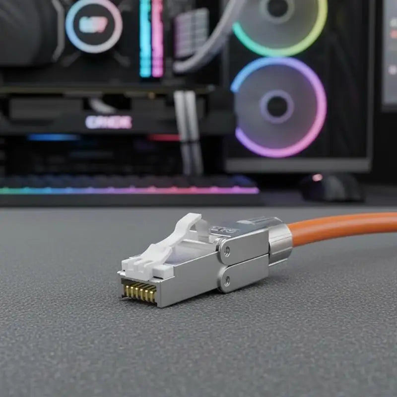 1Pc Zinc Alloy Shielded Ethernet Termination Plugs Cat7 Cat6A Cat8 RJ45 Connector Tool-Free
