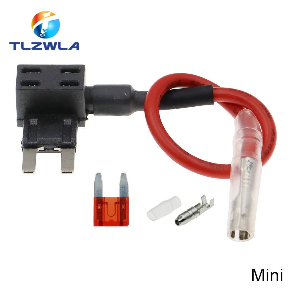 12V MINI SMALL MEDIUM Size Car Fuse Holder Add-a-circuit TAP Adapter with 10A Micro Mini Standard ATM Blade Fuse
