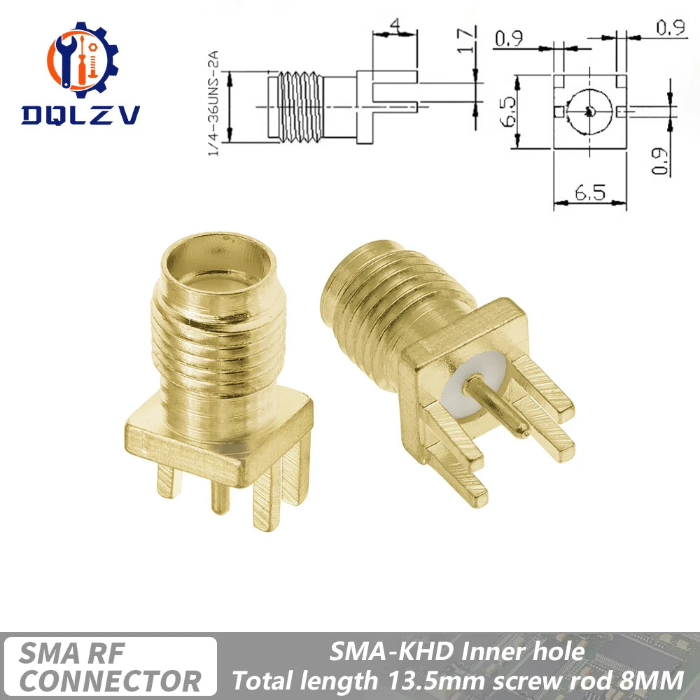 SMA Male Female Straight Connector 90 Degree Solder Edge PCB Straight Right angle Mount RF Copper Plug Socket