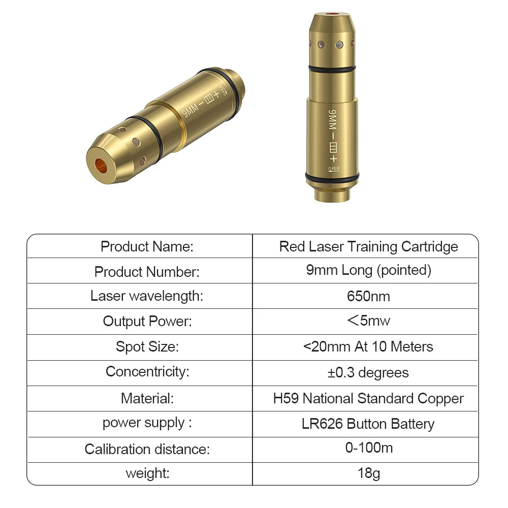 9mm/12GA/38SPL/223Rem/45ACP/357SIG/380ACP/Cal. 6.5mm/Cal44mag Dry Fire Laser Trainer - Hunting Accessories, Training Shooting