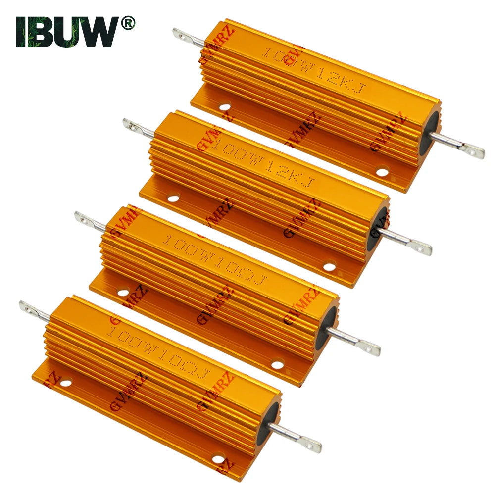 100W Aluminum Housing Power Resistor High Wattage Wirewound Resistor 0.01Ω–150KΩ Assorted Values