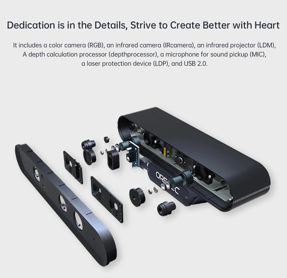 ORBBEC ASTRA Pro 3D Depth Camera Module 0.6-8M Range For AI Robot Raspberry PI Drones Development Face Recognition With ROS1ROS2