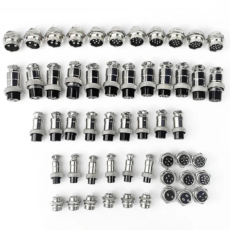 GX12 GX16 GX20 Aviation Connector 2 3 4 5 6 7 8 9 10 12 Pin Male Female Circular Metal Cable Plug Panel Mount Socket Industrial