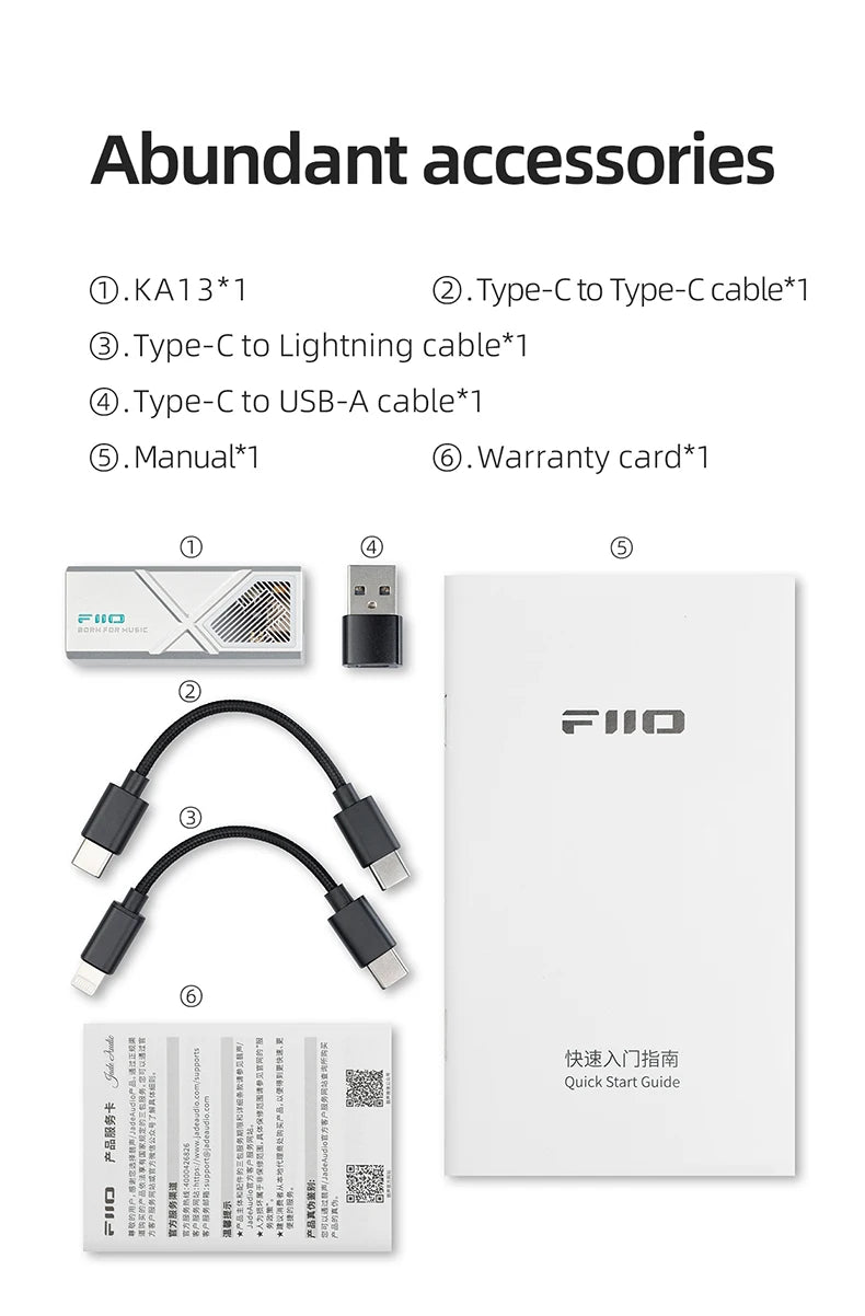 FiiO KA13 Dual CS43131 Portable DAC Amplifier for IOS/Android 3.5mm and 4.4mm Balanced Output, 550mW high Power
