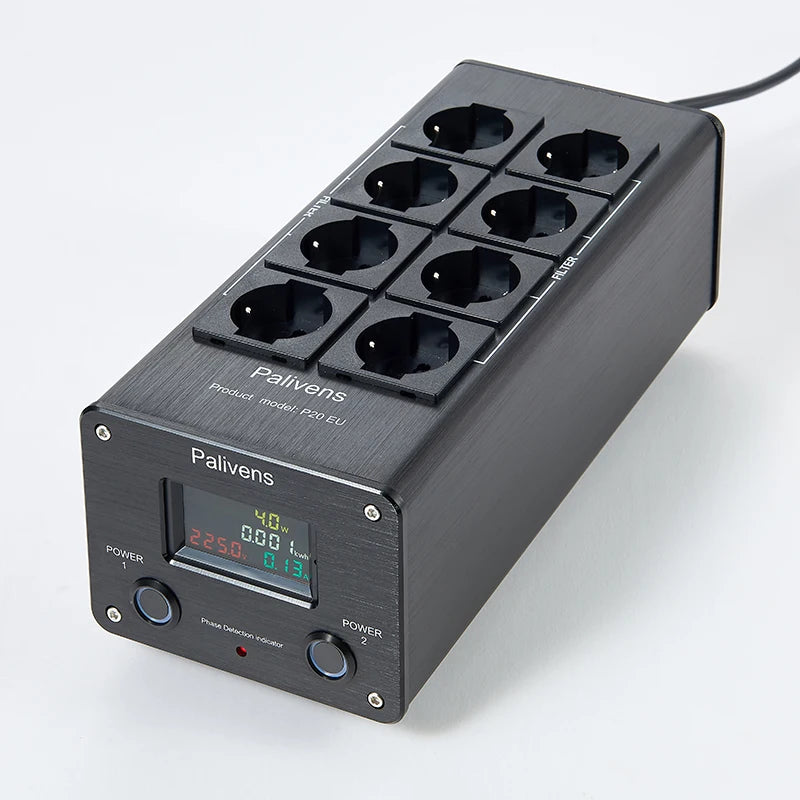 Pailvens Netzfilter Steckdosenleiste HiFi, 8 Fach Entstörfilter Steckdose mit Zeigerablesung, Überspannungsschutz, P20